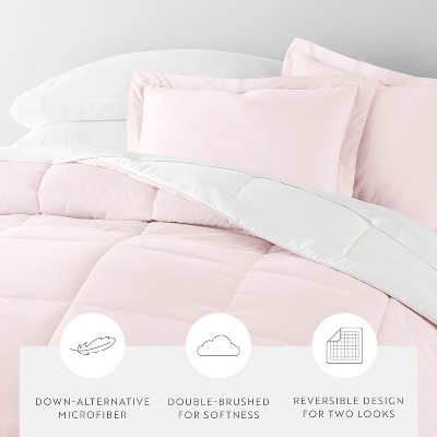 Becky Cameron Dorm Room College Essentials Bedding Bundle with Reversible Comforter, Mattress Pad & Pillows, Twin XL - Becky Cameron - Blush — фото 4