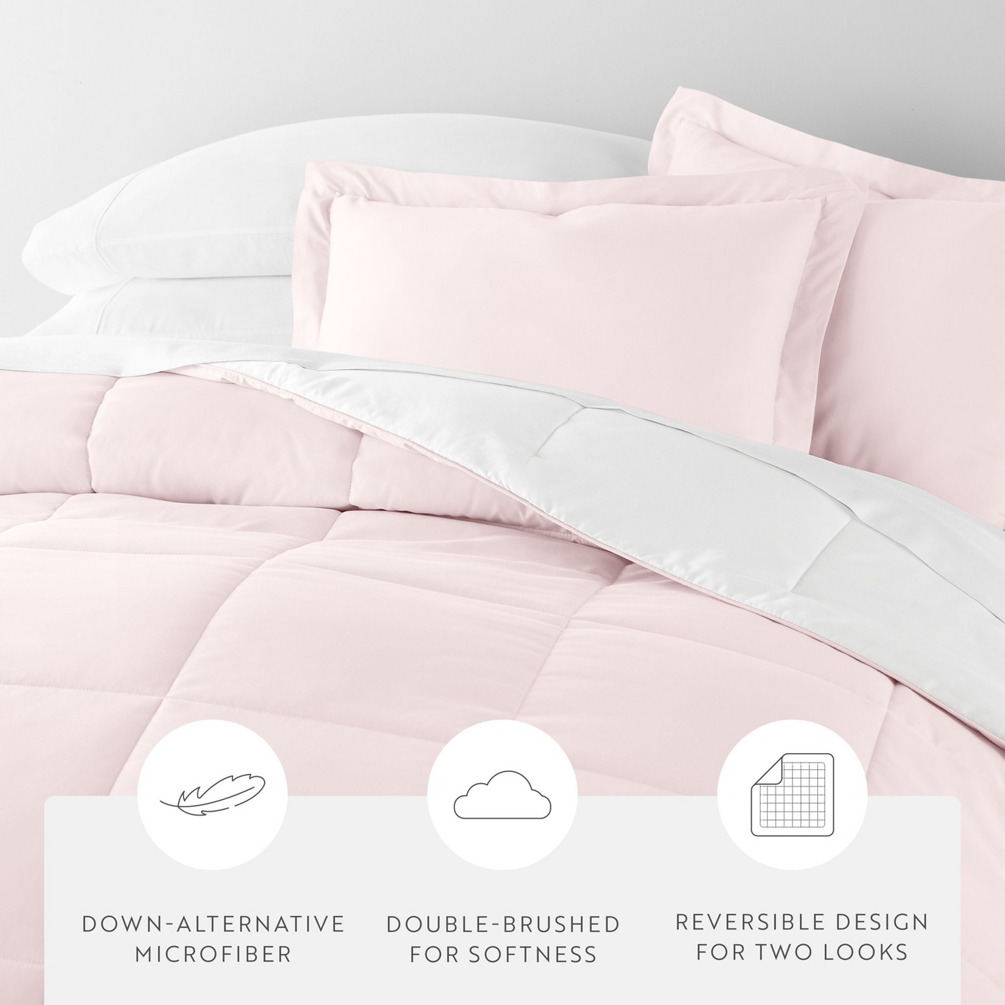 Комплект постельного белья Becky Cameron Dorm Room College Essentials Bedding Bundle with Reversible Comforter, Mattress Pad & Pillows, Twin XL, цвет: Пудровый — фото 4