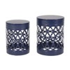 VisioGear Patio End Tables, 2-pcs Patio End Tables, Indoor Outdoor Nesting End Carved Trellis Design Side Table, Blue, 13.75"*13.75"*18" - 4 of 4