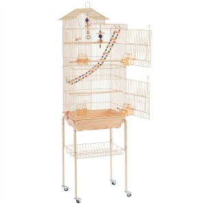 Yaheetech Roof Top Birdcage Parrot Cage with Detachable Rolling Stand Wrought Iron - 1 of 4