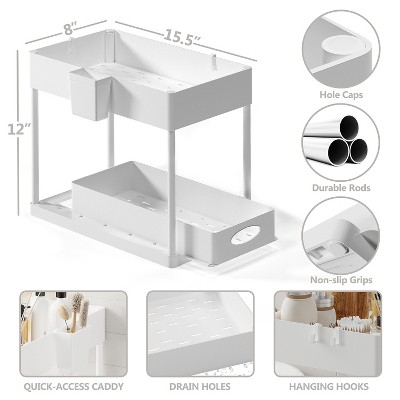 White Double Sliding 2-Tier Under Sink Organizer