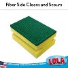 Lola Products Heavy Duty Non-Scratch Scouring Sponge, Sponge Side Wipes & Protects Hands, Fiber Side Cleans & Scrubs, 3.75" x 2.75" x 1.875", 6-Pack - 2 of 4