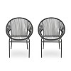 PAGED Rustic Industrial Patio Accent Chairs,Outdoor Wicker PE Rattan and Iron Dining Chairs,Patio Furniture Seating,Set of 2 - 2 of 4