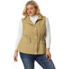 Agnes Orinda Women's Plus Size Utility Cargo Pockets Drawstring Waist Sleeveless Scrub Vests - 3 of 4