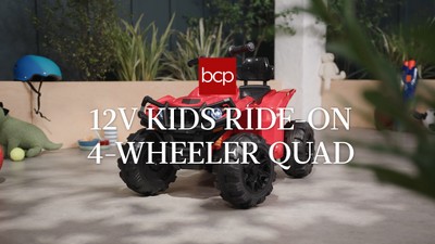 12V Black All-Terrain Kids Ride-On Quad with LED Lights