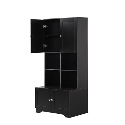 NicBex 67 Inch Tall Bathroom Storage Cabinet,Large Storage Cabinet with 4 Doors and Open Shelves