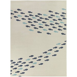 Balta Rugs 5'3"x7' Fish School Novelty Kids' Rug Off-White: Rectangle, Fade & Stain-Resistant, OEKO-TEX Certified - 1 of 4