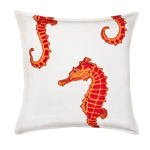 Kensington Garden 20"x20" Oversize Seahorse Cotton Canvas Square Throw Pillow - 1 of 3