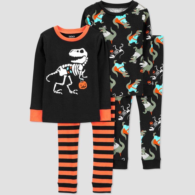Carter's Just One You® Toddler Boys' Halloween Skeleton and Dinosaurs Long Sleeve Pajama Set - Blue/Gray, 1 of 8