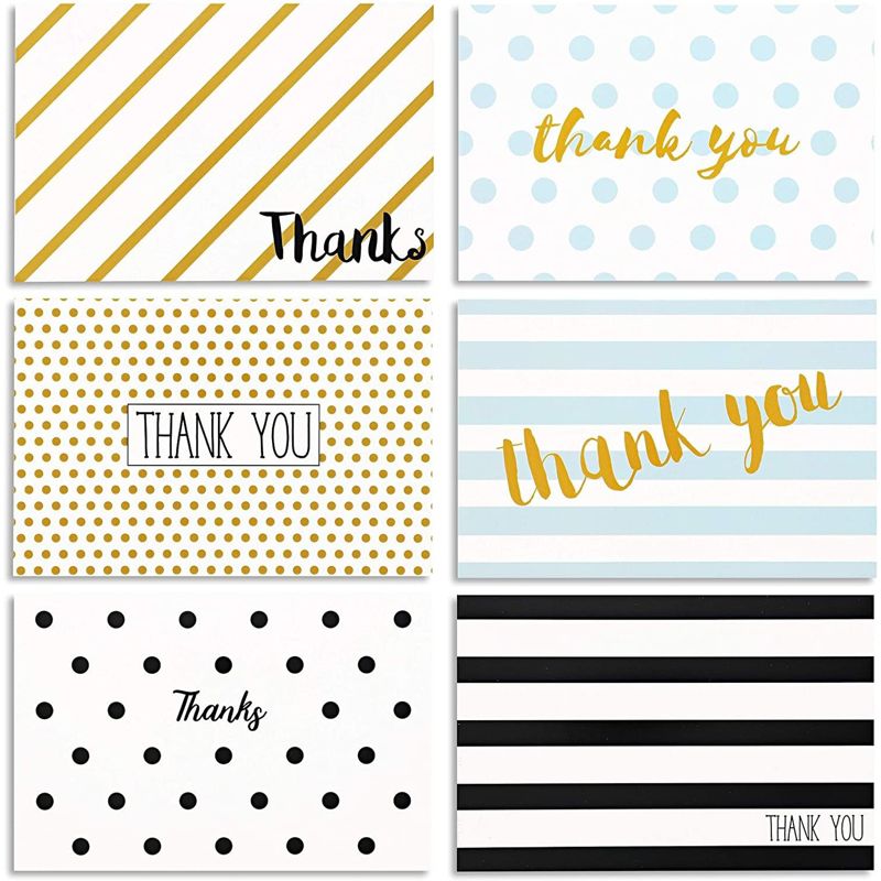 Juvale 48 Pack Blank Thank You Cards with Envelopes, 4x6 Notecards for Birthday, Wedding, Graduation, 6 Designs, 1 of 9