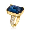 Ross-Simons 14kt Yellow Gold-Plated Ring With Simulated Blue Gemstone and .81 ct. t.w. Czs - 3 of 4