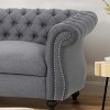 ORRD Chesterfield Loveseat - Button-Tufted w/Nailhead Trim & Rolled Arms, 61.75"W, Classic Sofa for Living Room（Emerald） - 4 of 4