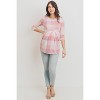Hello Miz Women's Round Neck 3/4 Sleeve Front Pleat Maternity Top - 4 of 4