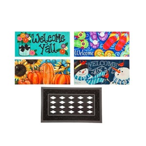 Evergreen Indoor Outdoor Doormat Bundle Set of 5 - Frame and 4 Welcome Seasonal Inserts Spring Summer Fall and Winter - 1 of 4