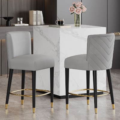 NicBex Modern 27" Bar Stools Set of 2,Counter Height Bar Stools with Gold Footrest,Stool Chair with Padded Seat,Barstools for Island,Home Bars