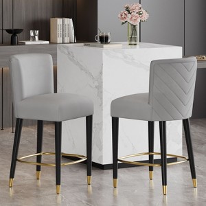 NicBex Modern 27" Bar Stools Set of 2,Counter Height Bar Stools with Gold Footrest,Stool Chair with Padded Seat,Barstools for Island,Home Bars - 1 of 4