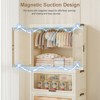 GustoWave 4-Tier Kids Wardrobe Closet - Portable Kids Closet with Doors & Wheels - Collapsible Baby Clothes Organizer with Hanging Rod & 10 Hangers - 3 of 4
