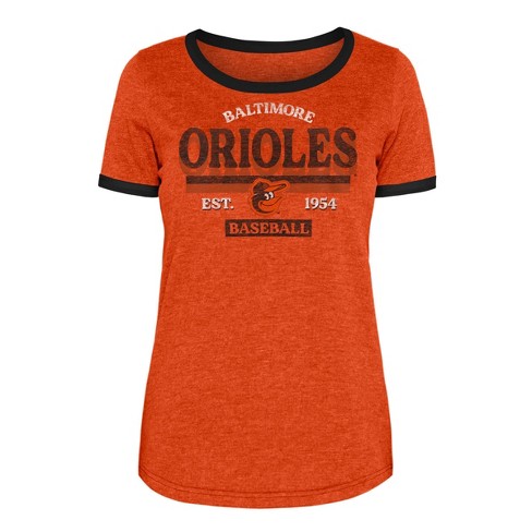 MLB Baltimore Orioles Women's Heather Bi-Blend Ringer T-Shirt - XS