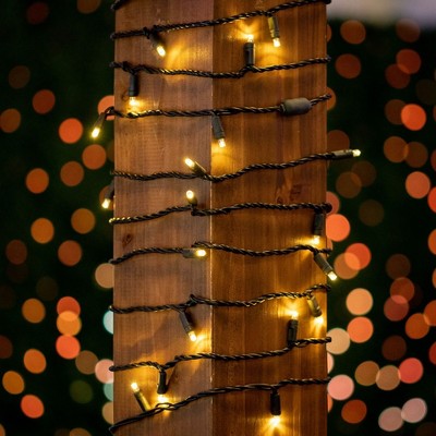 Warm White LED Christmas Tree Lights with Black Wire, 34 Feet