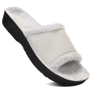Aerothotic - Aspen Fuzzy Strap Ladies Arch Support Slides - 1 of 4