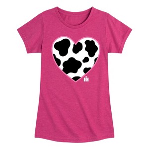 Girls' - Case IH - Cow Print Heart Fitted Short Sleeve Graphic T-Shirt - 1 of 3