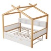 Merax Wooden House Bed with Bookshelf Storage & Pull-Out Twin Trundle - 2 of 4