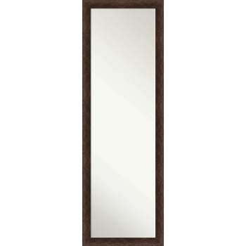 17"x51" Non-Beveled Narrow Wood on The Door Mirror Warm Walnut - Amanti Art