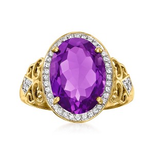 Ross-Simons 4.30 Carat Amethyst and .18 ct. t.w. Diamond Ring in 14kt Yellow Gold - 1 of 4
