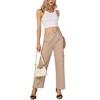 Women's Elastic Waist Solid Pocket Casual Knitted Wide Leg Pants - 4 of 4