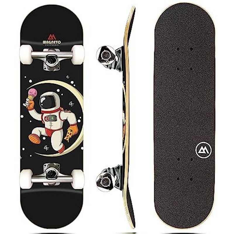 Magneto Skateboard | Maple Wood | ABEC 5 Bearings | Double Kick Concave Deck | For Beginners, Teens & Adults (Astronaut), 1 of 9