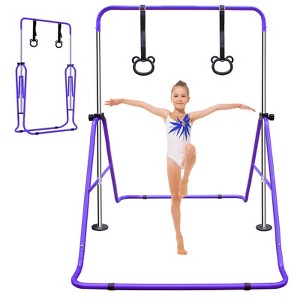 Gulches Purple Multi-Functional Adjustable Height Children's Horizontal Gymnastic Bar With Bear Rings - 1 of 4