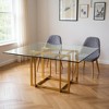 HomeRoots 59" Clear and Silver Glass and Metal Pedestal Base Square Dining Table - 2 of 4