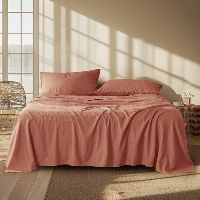 Cotton Sheets Set, Blend from Linen Cotton Bedsheets, GentleSoft™ & Breathable Bedsheets with 16 Inches Pocket, Gifts for All Seasons
