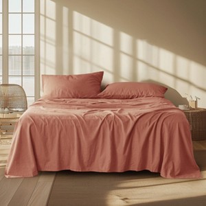 Cotton Sheets Set, Blend from Linen Cotton Bedsheets, GentleSoft™ & Breathable Bedsheets with 16 Inches Pocket, Gifts for All Seasons - 1 of 4