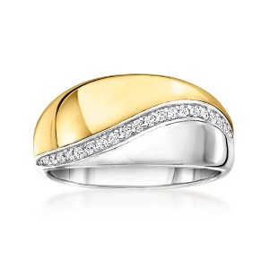 Ross-Simons 0.15 ct. t.w. Diamond Wave Ring in 14kt 2-Tone Gold - 1 of 4