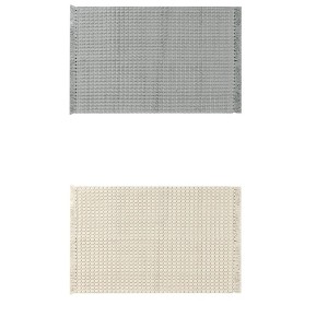 Unique Bargains Non-Slip Boho Bathroom Woven Texture Throw Rug with Fringe 2 Pcs - 1 of 4