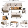 6-Piece Rope Patio Furniture Set with Acacia Wood Table and Ice Box, Outdoor L-Shaped Sectional Sofa with Thick Cushions, Beige/Gray - ModernLuxe - 4 of 4