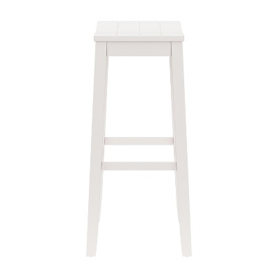 30" White Wood Backless Saddle Bar Stool