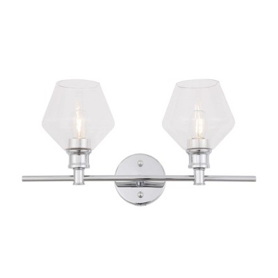 Elegant Lighting Gene 2 light Chrome and Clear glass Wall sconce