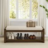 Lyngins Transitional Design Storage Bench with Removable Cushion, Entryway Bench with Lower Shelf Shoe Rack, Accent Foot Stool for Living Room Bedroom - 2 of 4