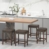 Tangkula Bar Stool Set of 4 24-Inch Counter Height Saddle Stools w/ PU Leather Upholstery - 2 of 4