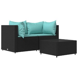 vidaXL Patio Lounge Set Black, Water blue - 1 of 4