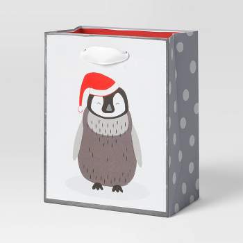 Petite Penguin Wearing Santa Hat Christmas Gift Bag White - Wondershop™