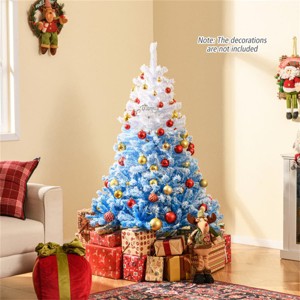 Angel Sar 5ft Christmas Tree, Blue & White Flocked Snow-Melt Design with 456 Tips, Fireproof Artificial Xmas Tree with Metal Stand for Home Office - 1 of 4