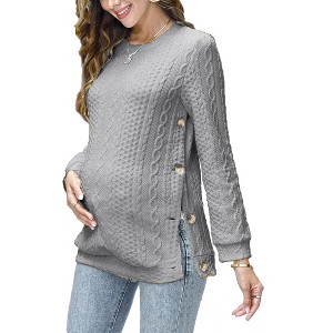 Maternity Nursing Pullover Sweater Double Split with Buttons - 1 of 1