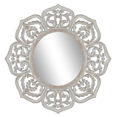 Farmhouse Wood Decorative Wall Mirror White - Olivia & May