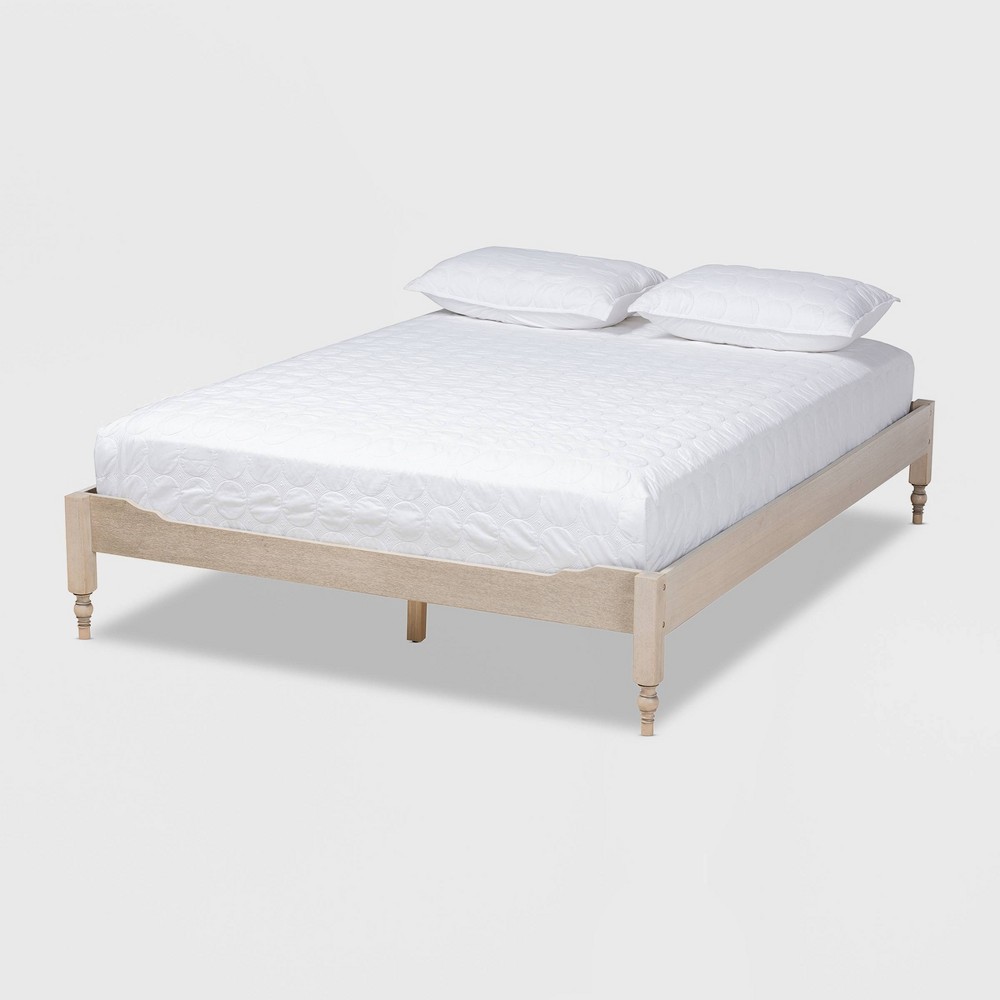 Photos - Bed Frame Full Laure French Bohemian Wood Platform  White - Baxton Studio
