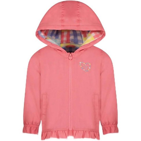 LONDON FOG Little Girls Lightweight Fleece Lined Hooded Spring Jacket,  Pink, 6X