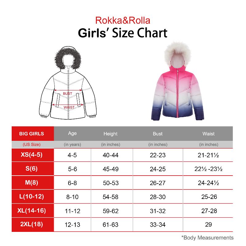 Rokka&Rolla Girls' Heavy Winter Puffer Jacket Bubble Coat, 3 of 13