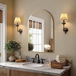 Sapphtopaz 30"L x 20"W Arched Bathroom Wall Mirror, Vanity Mirror with Metal Frame, Bathroom Mirrors for Over Sink, Bedroom - 1 of 4